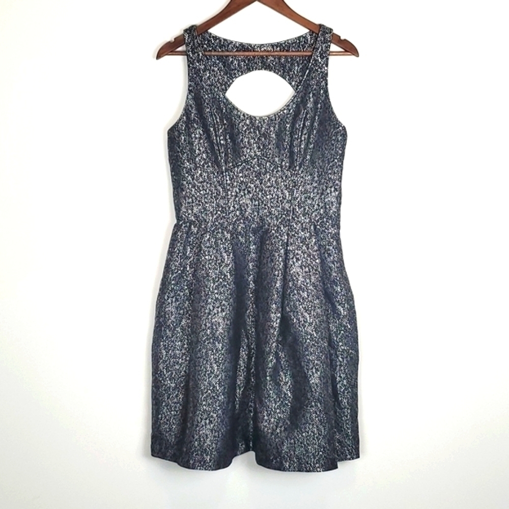 Yoana Baraschi Blue,‎ Black and Silver Fit and Flare Party Dress
